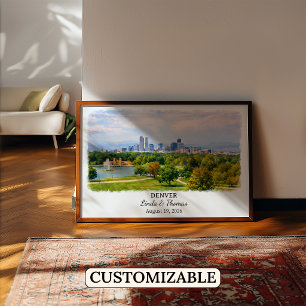 Affiche de Denver Colorado, Aquarelle, Sur mesure