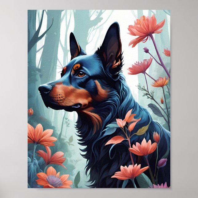 Affiche de design de chien floral (Devant)