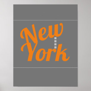 affiche de design de texte new-yorkais orange et g