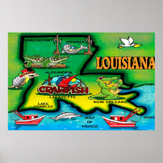Affiche de dessin animé de Louisiane