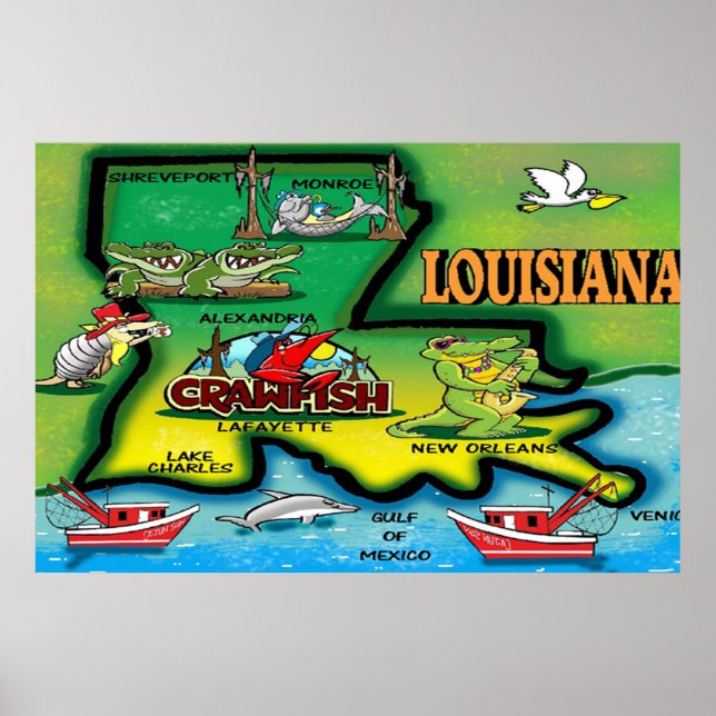 Affiche de dessin animé de Louisiane (Devant)