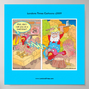 Affiche de dessin animé de Thanksgiving Turkey On