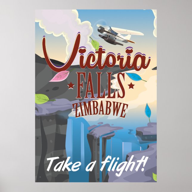 Affiche de dessin animé de Victoria Falls Zimbabwe (Devant)