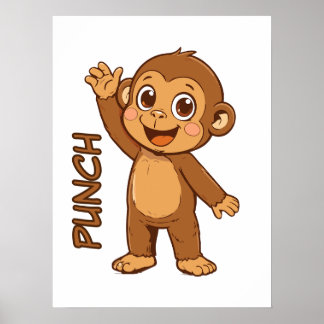 Affiche de dessin animé Happy Punch Little Monkey