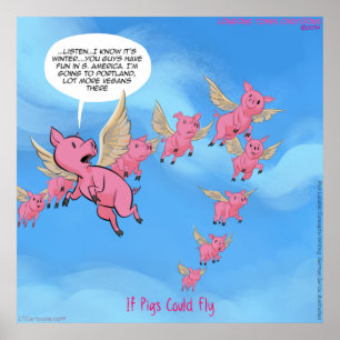 Affiche de dessin animé vegan drôle Où les cochons
