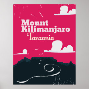 Affiche de dessin animé vintage du mont Kilimandja