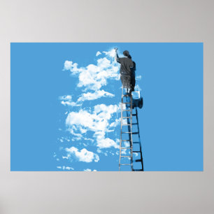 affiche de dessin de beaux-arts de ciel bleu