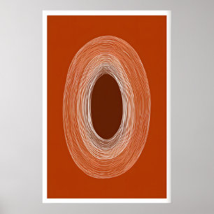 Affiche de dessin de ligne abstraite, forme ovale,