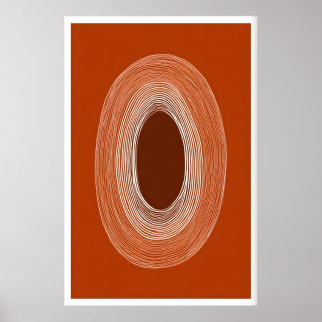 Affiche de dessin de ligne abstraite, forme ovale, (Devant)