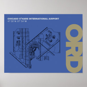 Affiche de diagramme de l'aéroport de Chicago