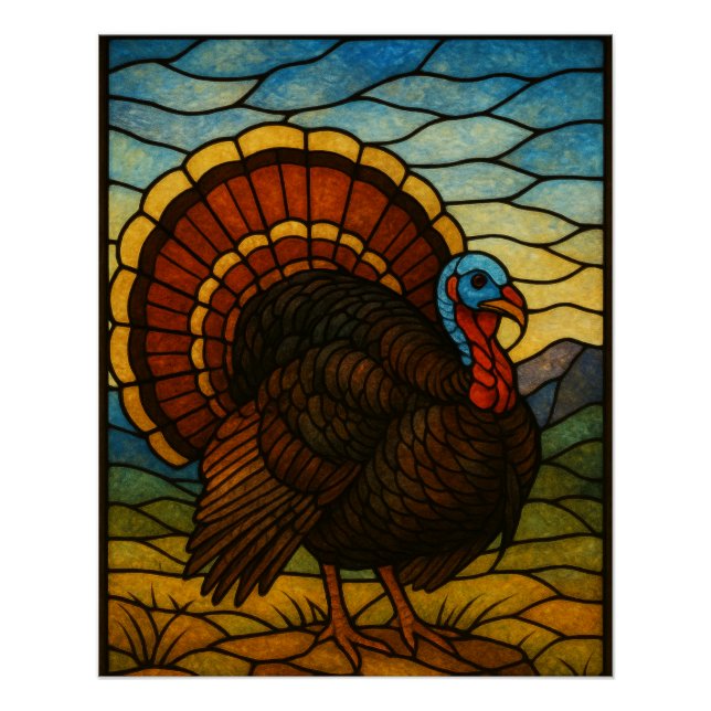 Affiche de Dindon en Verre Coloré (Devant)