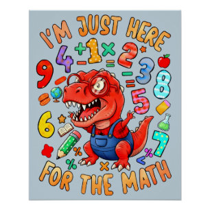 Affiche de dinosaure de maths drôle pour la salle