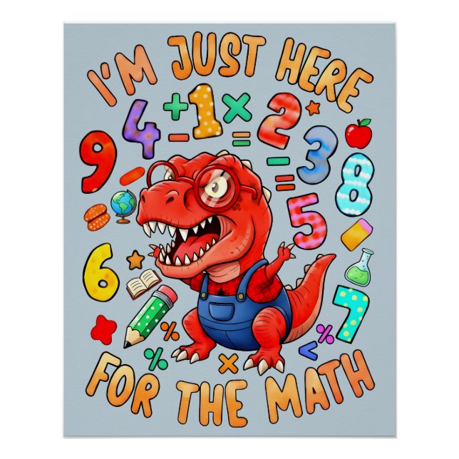 Affiche de dinosaure de maths drôle pour la salle  (Devant)