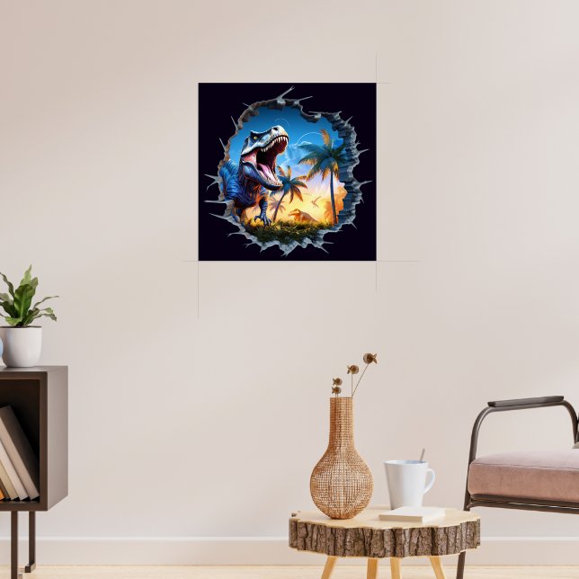 Affiche de dinosaure T-Rex Bris de Mur Effrayant (Salon 3)
