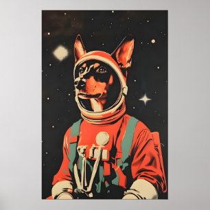Affiche de Doberman Pinscher astronaute, Doberman