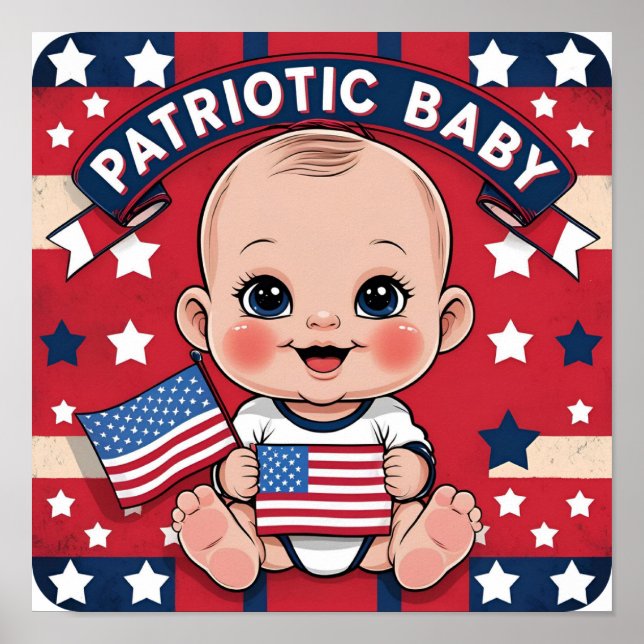 Affiche de drapeau bébé patriotique pour nouveau-n (Devant)