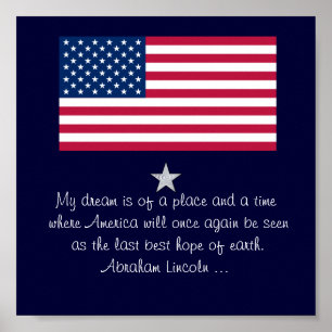Affiche de drapeau de citation d'Abraham Lincoln d