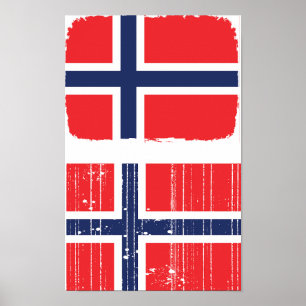 Affiche de drapeau de la Norvège