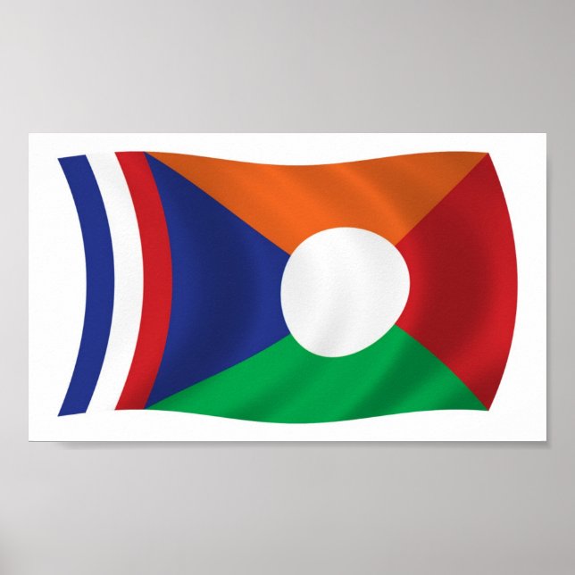 Affiche de drapeau de la Réunion (Devant)