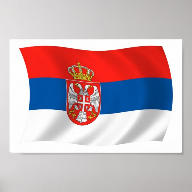 Affiche de drapeau de la Serbie (Devant)