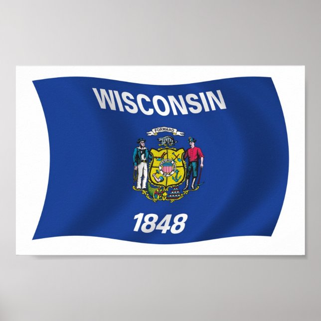 Affiche de drapeau du Wisconsin (Devant)