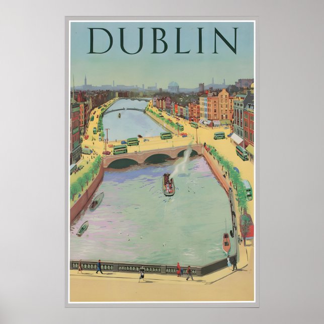 Affiche de Dublin Irlande Impression de voyage vin (Devant)