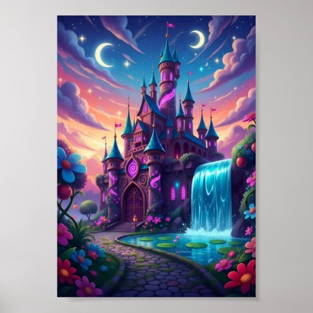 Affiche de fantaisie de cascade du château de la d (Devant)