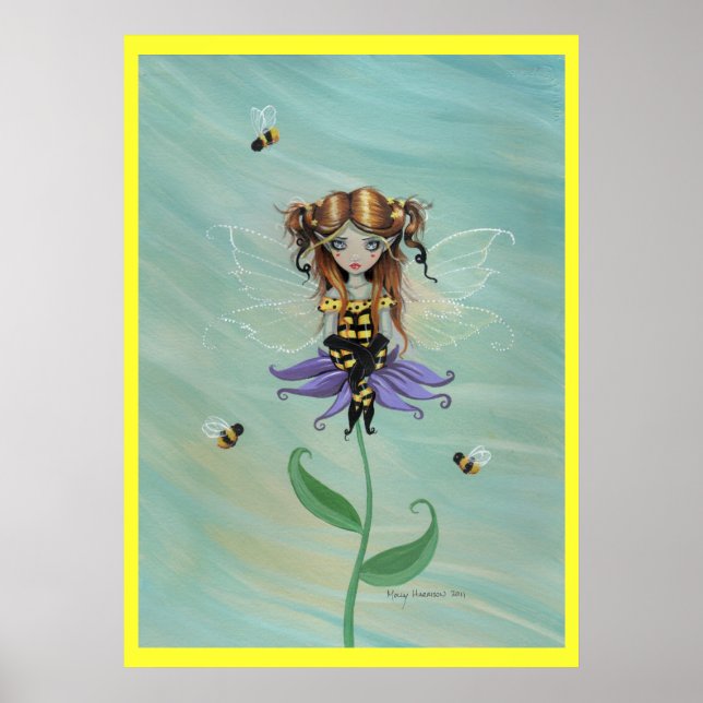 Affiche de fantaisie de fée abeille à miel mignonn (Devant)