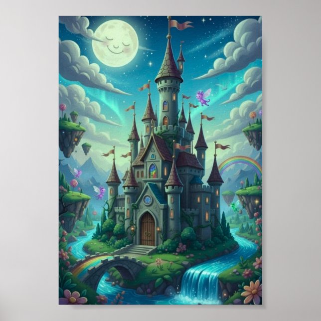 Affiche de fantaisie de soleil de forêt mignonne (Devant)