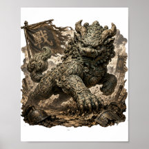 Affiche de fantaisie du gardien Yali antique