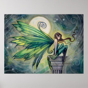 Affiche de fantasy artistique de fée aigue-marine