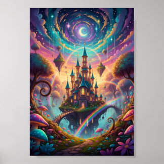 Affiche de fantasy cosmique de château flottant ps