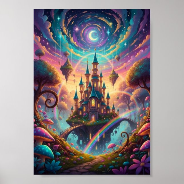Affiche de fantasy cosmique de château flottant ps (Devant)