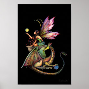 Affiche de fantasy de fée dragon
