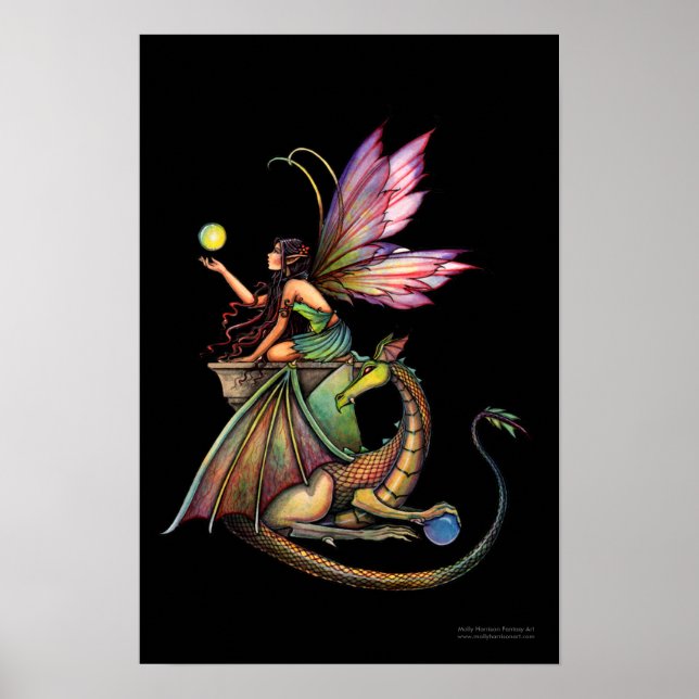 Affiche de fantasy de fée dragon (Devant)