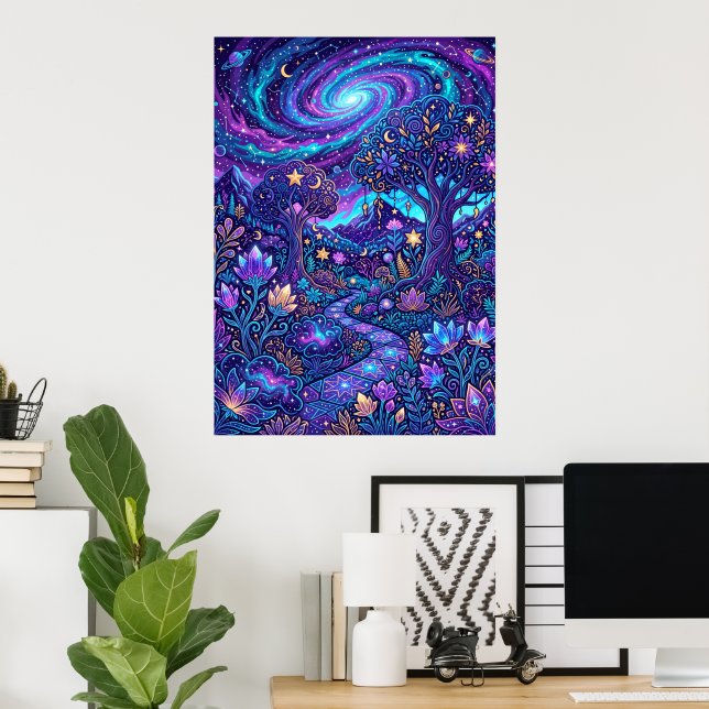 Affiche de fantasy de galaxie colorée (Bureau à domicile)