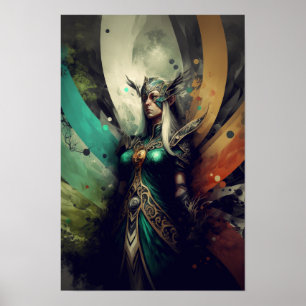 Affiche de fantasy de sorcière elfe Art de JDR 1