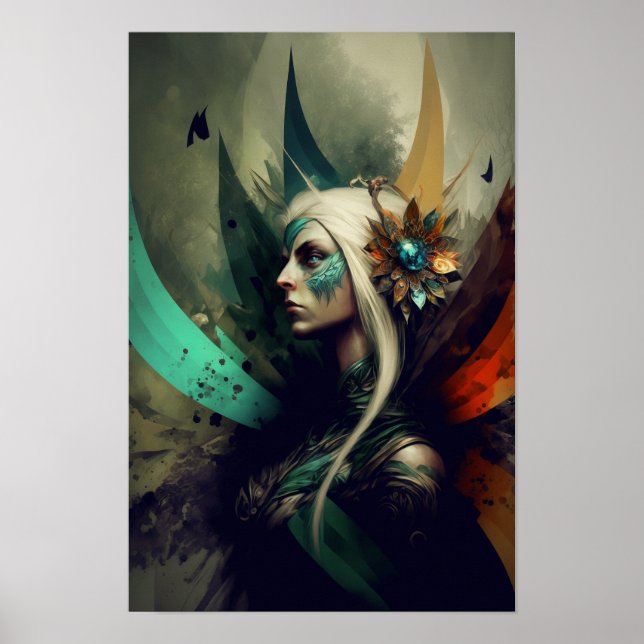 Affiche de fantasy de sorcière elfe | Art RPG 3 (Devant)