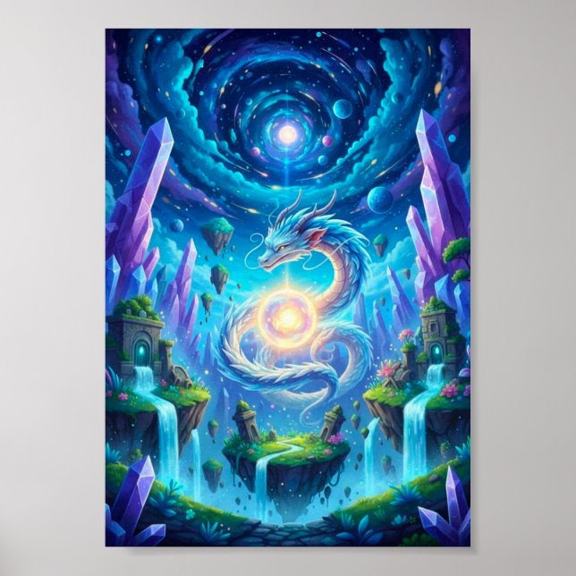 Affiche de fantasy du dragon céleste mystique flot (Devant)