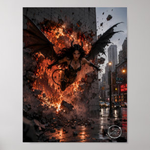 Affiche de fantasy urbaine de percée infernale