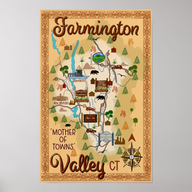 Affiche de Farmington Valley, Connecticut 11x17 (Devant)