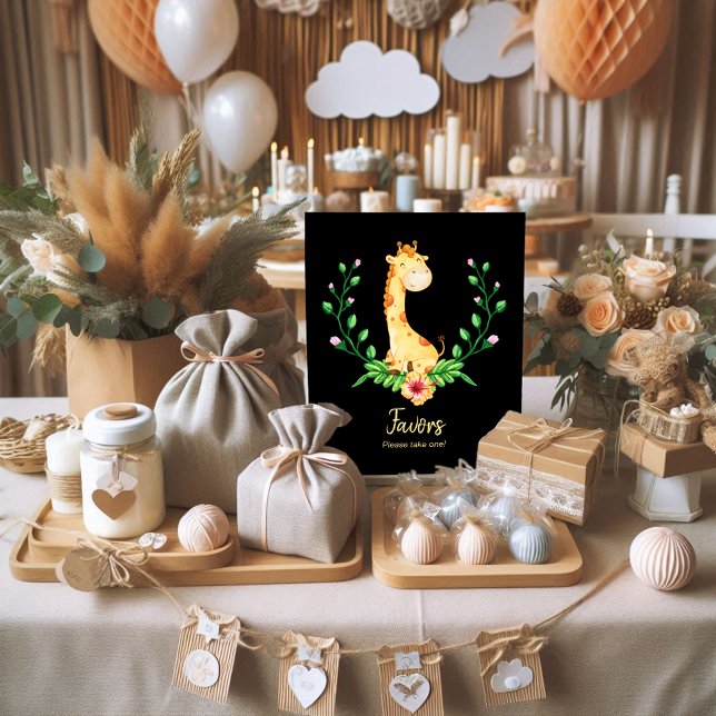 Affiche de Favors pour Baby Shower Girafeau (Créateur téléchargé)