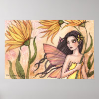 Affiche de fée de fleur sauvage jaune amérindienne