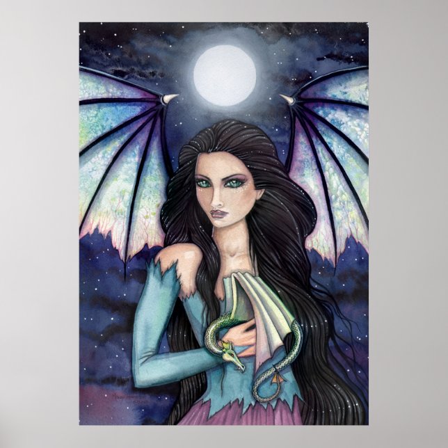 Affiche de fée et de dragon gothiques Molly Harris (Devant)