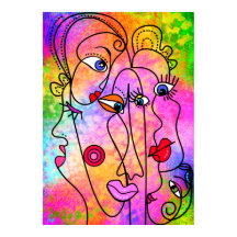 Affiche de femme abstraite dans le style du cubism