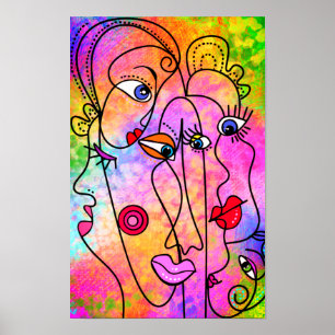 Affiche de femme abstraite dans le style du cubism