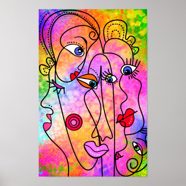 Affiche de femme abstraite dans le style du cubism (Devant)