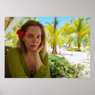 Affiche de femme d'art mural de spa tropical avec