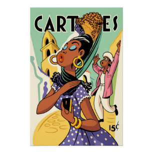 Affiche de femme de cartels Art Déco vintage – Jaz