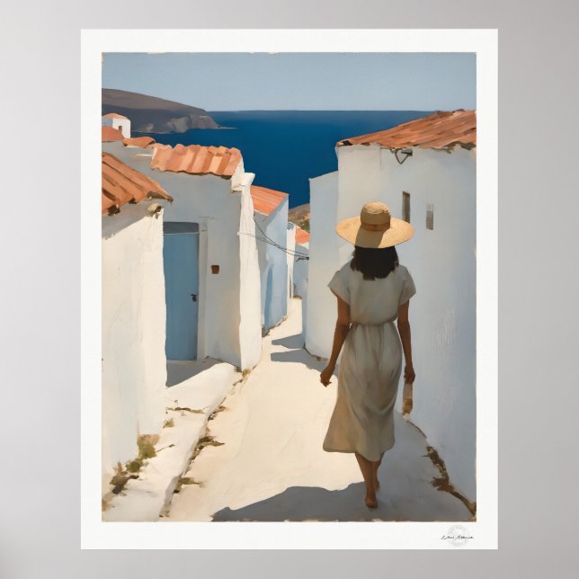 Affiche de femme marchant vers la mer (Devant)